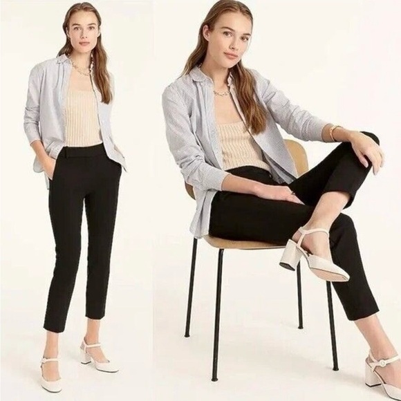 J. Crew Cameron Stretch Straight Leg Trouser Ankle Pants Women 10 Black - Picture 1 of 7